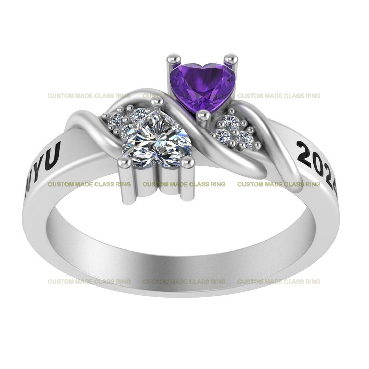 Custom Heart Stone Graduation Ring – Celebrate Your Academic Journey