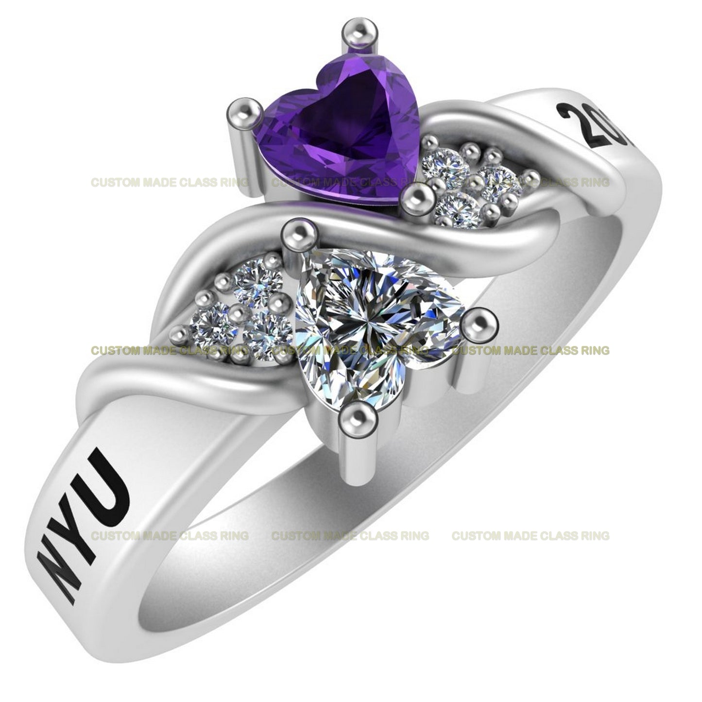 Custom Heart Stone Graduation Ring – Celebrate Your Academic Journey