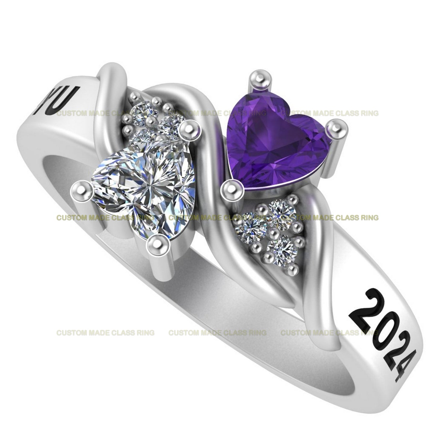 Custom Heart Stone Graduation Ring – Celebrate Your Academic Journey