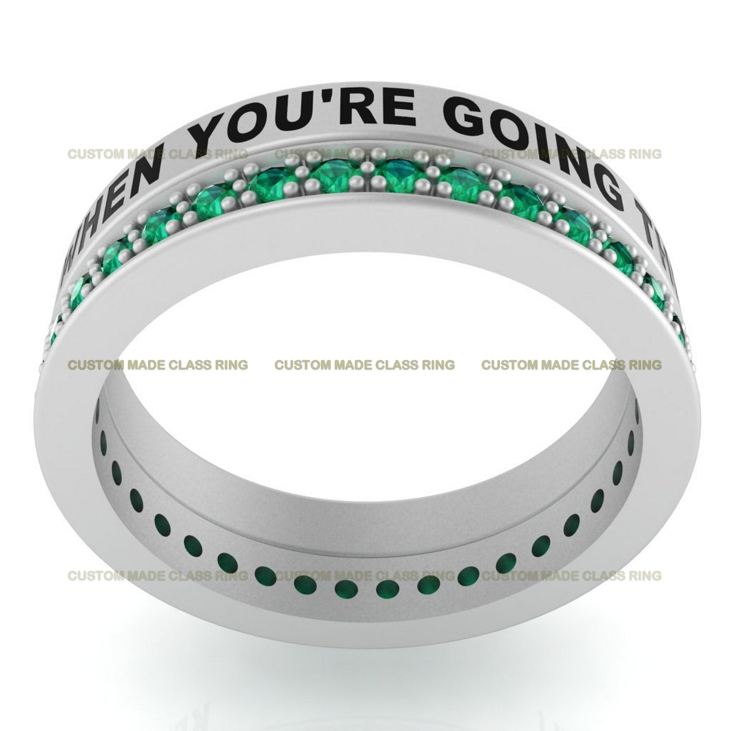 Personalized Stackable 2-Band Class Ring – Customizable with Inspirational Quotes & Stones