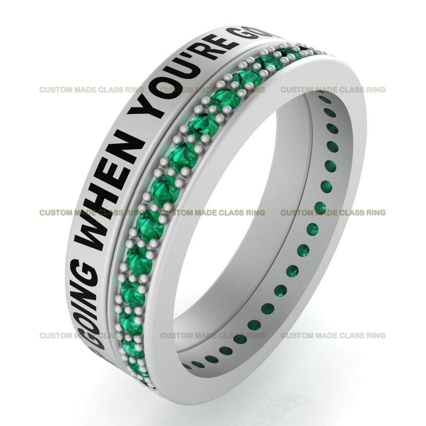 Personalized Stackable 2-Band Class Ring – Customizable with Inspirational Quotes & Stones