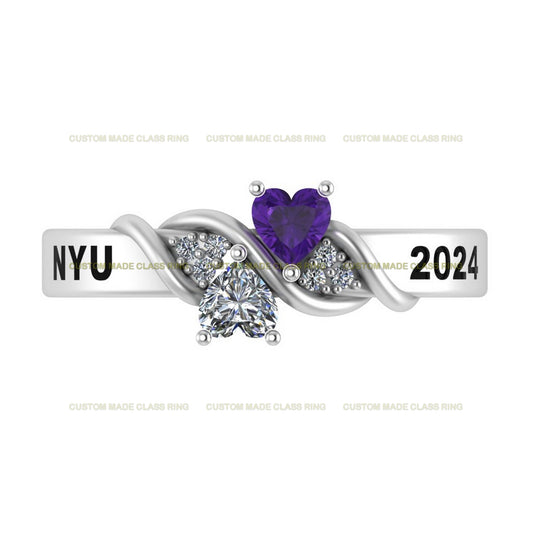Custom Heart Stone Graduation Ring – Celebrate Your Academic Journey