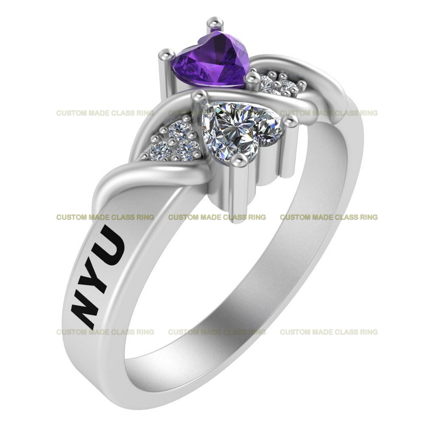 Custom Heart Stone Graduation Ring – Celebrate Your Academic Journey