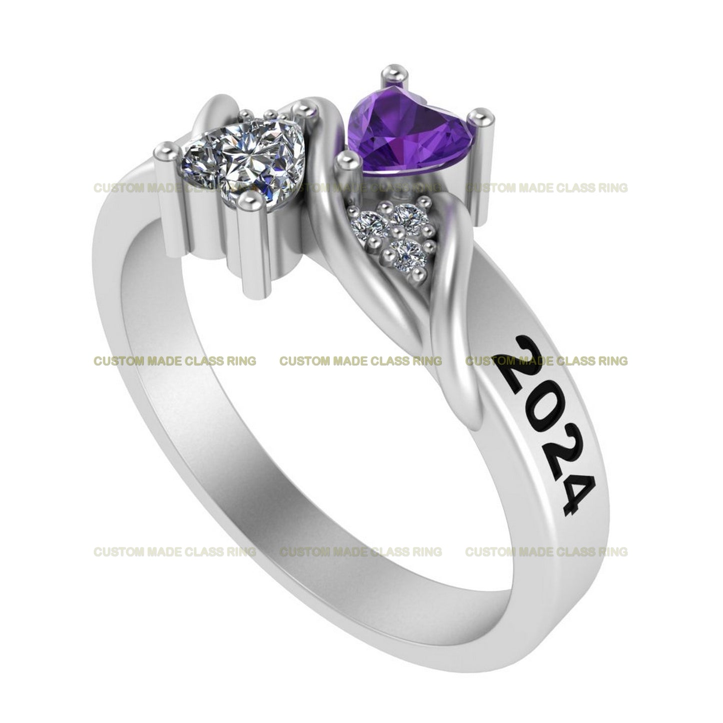 Custom Heart Stone Graduation Ring – Celebrate Your Academic Journey
