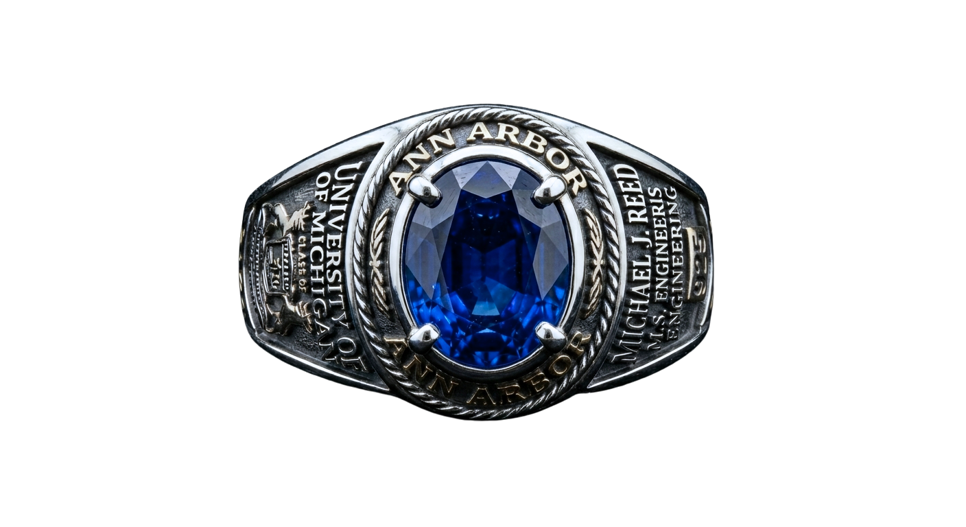 Custom class ring — 925 sterling silver — ClassRingGift.com