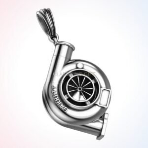 Personalized gift of garrett ring turbine pendant, polished sterling silver