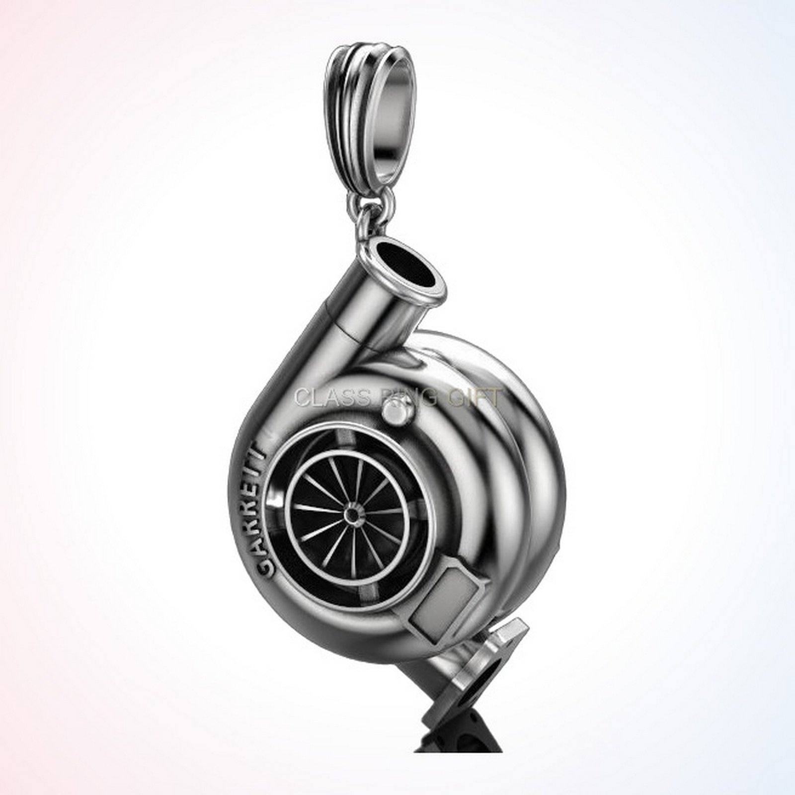 Personalized gift of garrett ring, side intake detail view