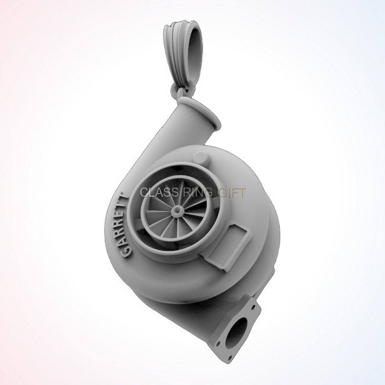 Personalized gift of garrett ring turbine pendant, polished sterling silver
