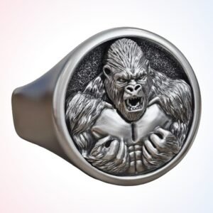 personalized gift angry gorilla ring 925 silver statement band