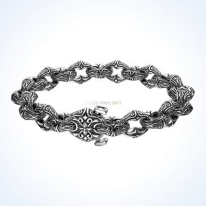 Gift for him antique bracelet with filigree ornament, 925 sterling silver