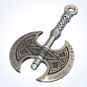 gift for him axe pendant, handmade 925 sterling silver with Celtic knotwork, oxidized antique finish