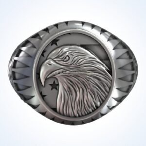 Gift for him bold eagle men's signet ring front view oxidized silver
