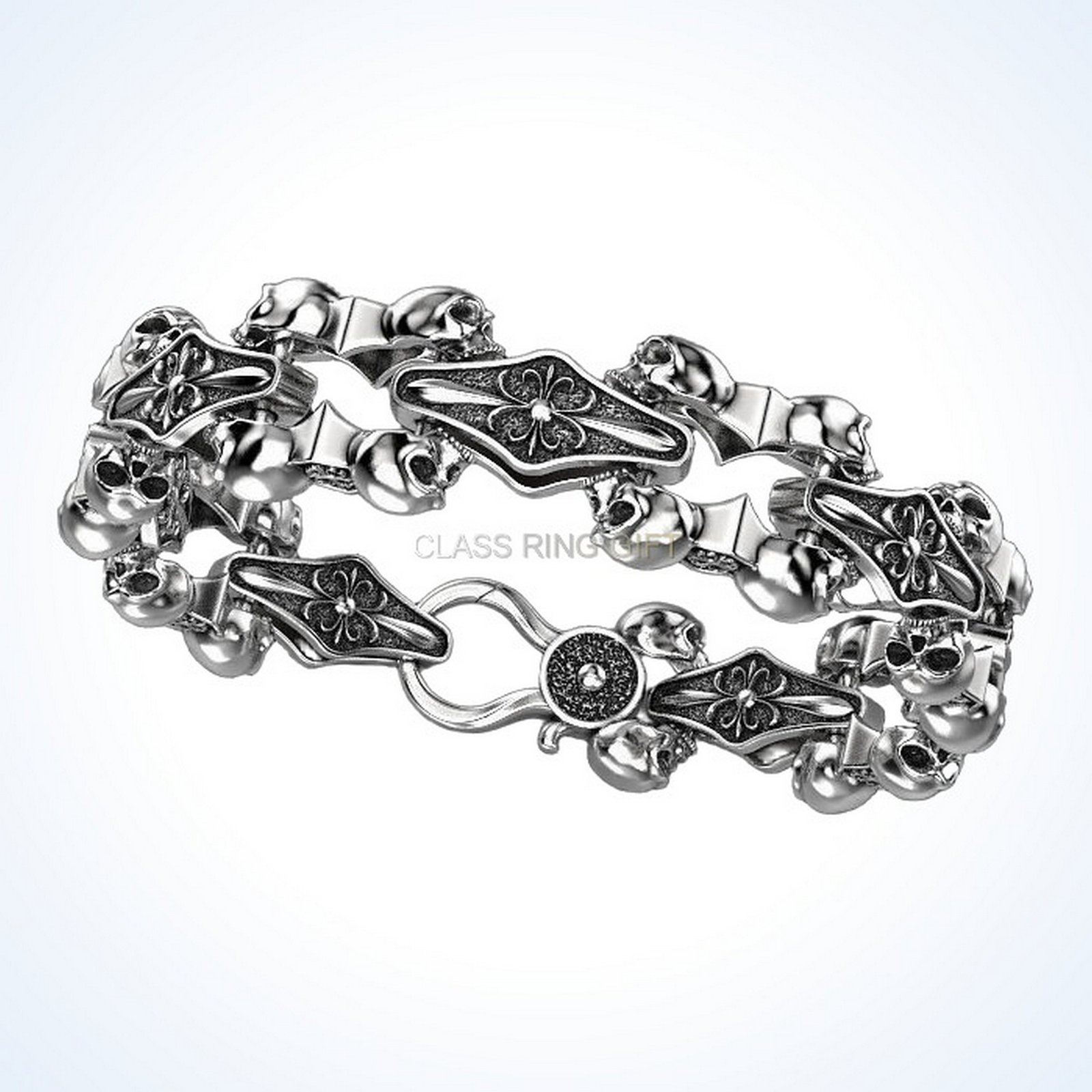 Gift for him real biker, angled three-quarter view with hook clasp detail