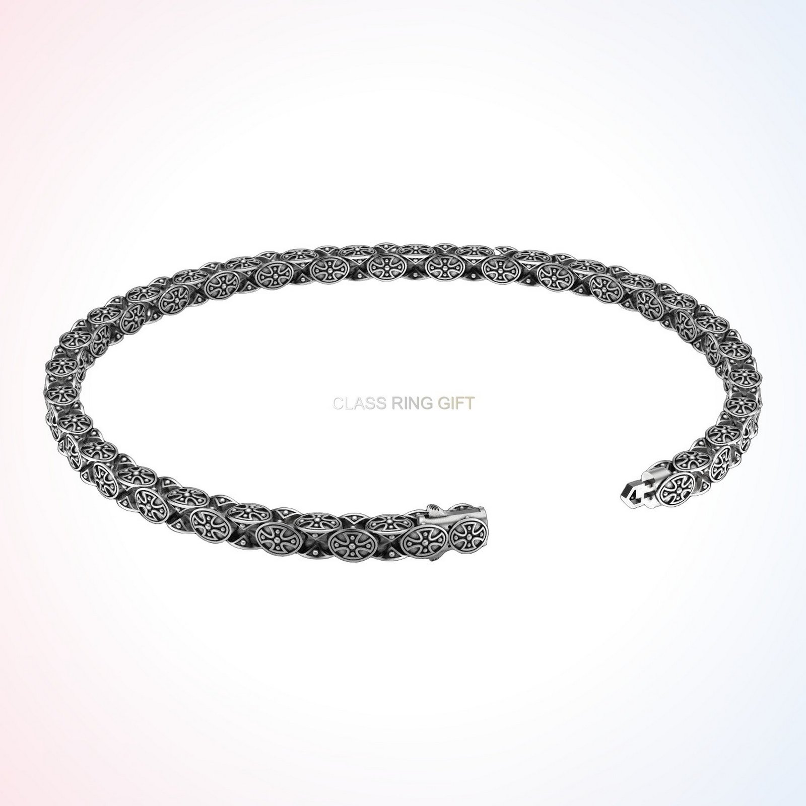 Christian gift cross chain bracelet, angled perspective flat lay