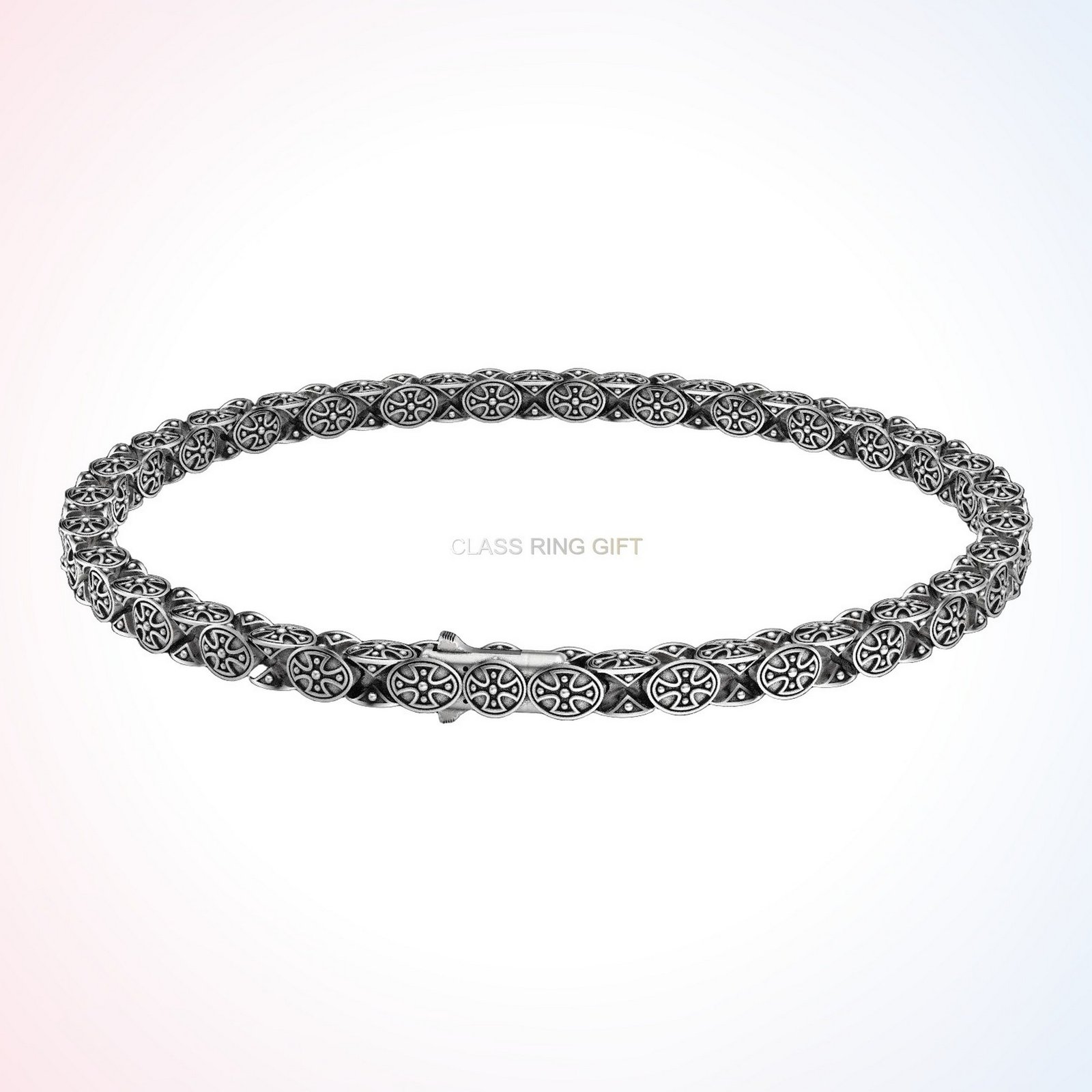 Christian gift cross chain bracelet, top-down overhead view