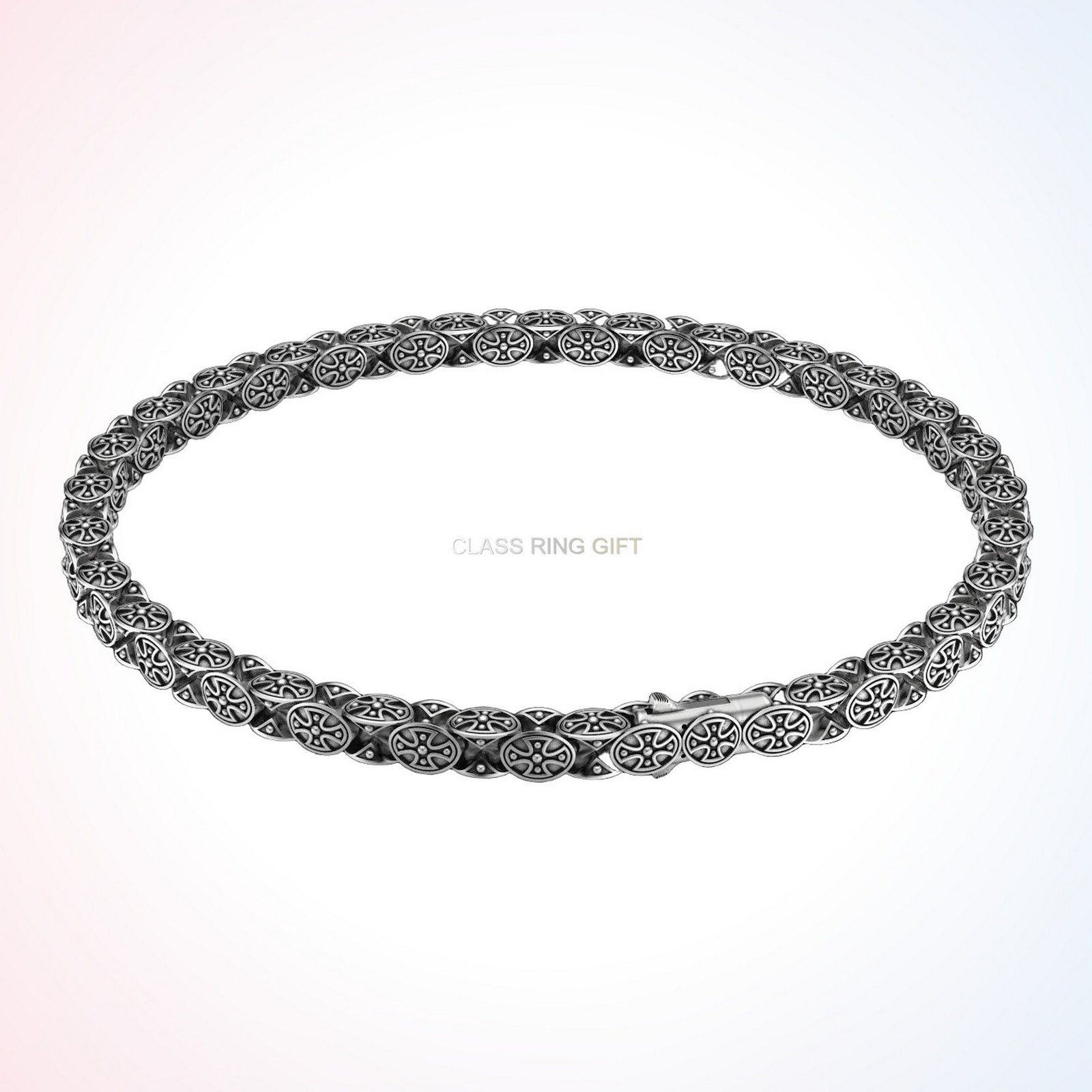 Christian gift cross chain bracelet, three-quarter angle view