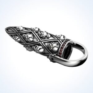 Gift for him bullet skulls pendant, oxidized 925 sterling silver with geometric lattice