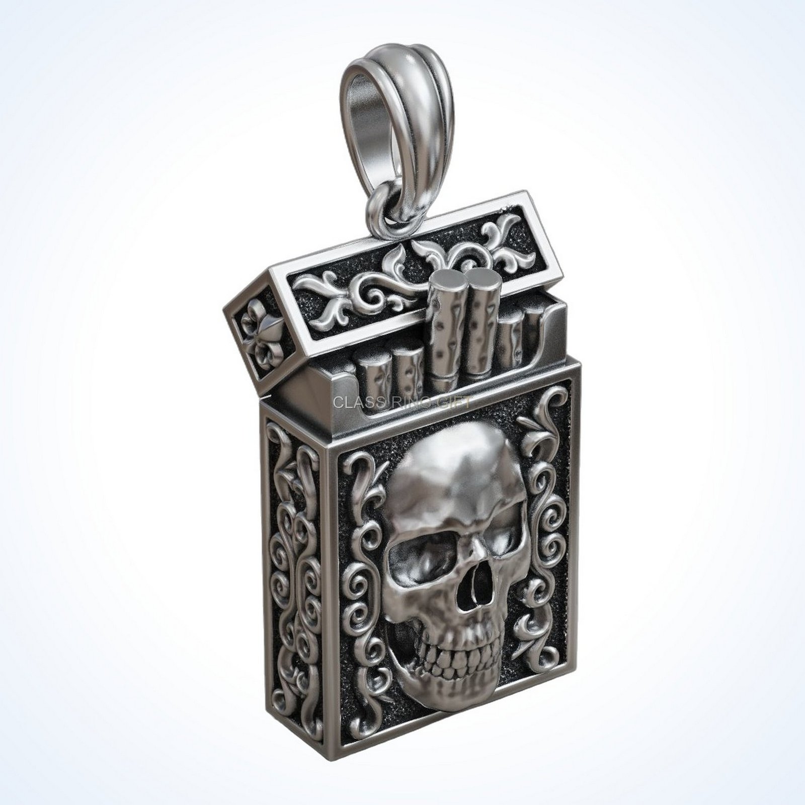Gift for him cigarette pack, front head-on view with lifted lid