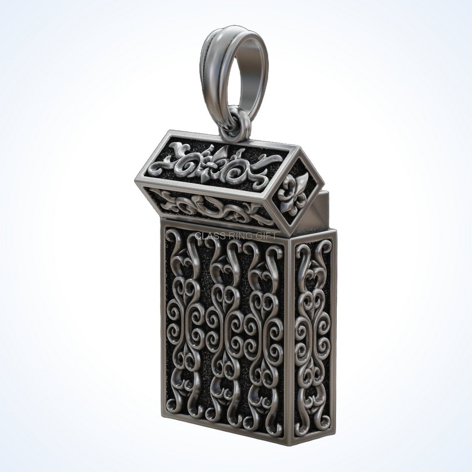 Gift for him cigarette pack, reverse angle showing ornamental rear