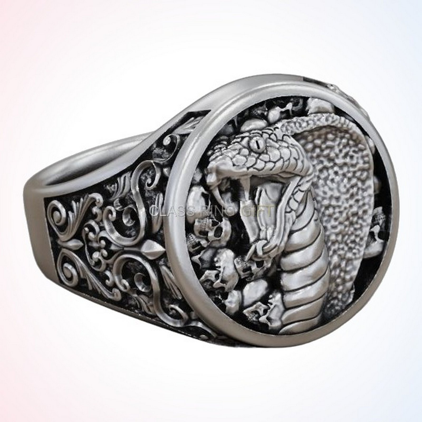 Gift for him cobra skulls, angled left side view