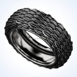Gift for him eagle feather ring, oxidized 925 sterling silver with scaled feather texture