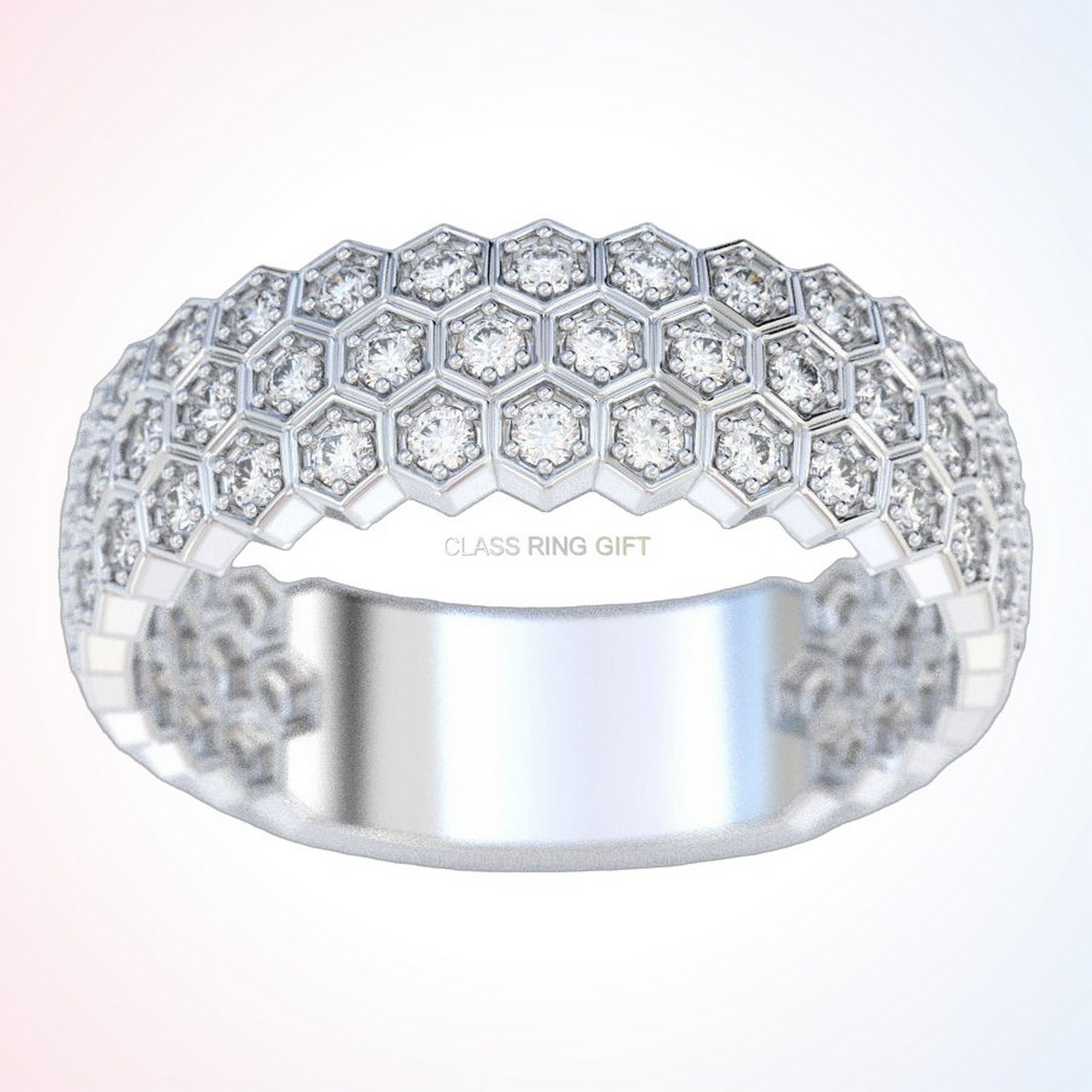 personalized gift exclusive from ring honeycomb pattern 925 silver