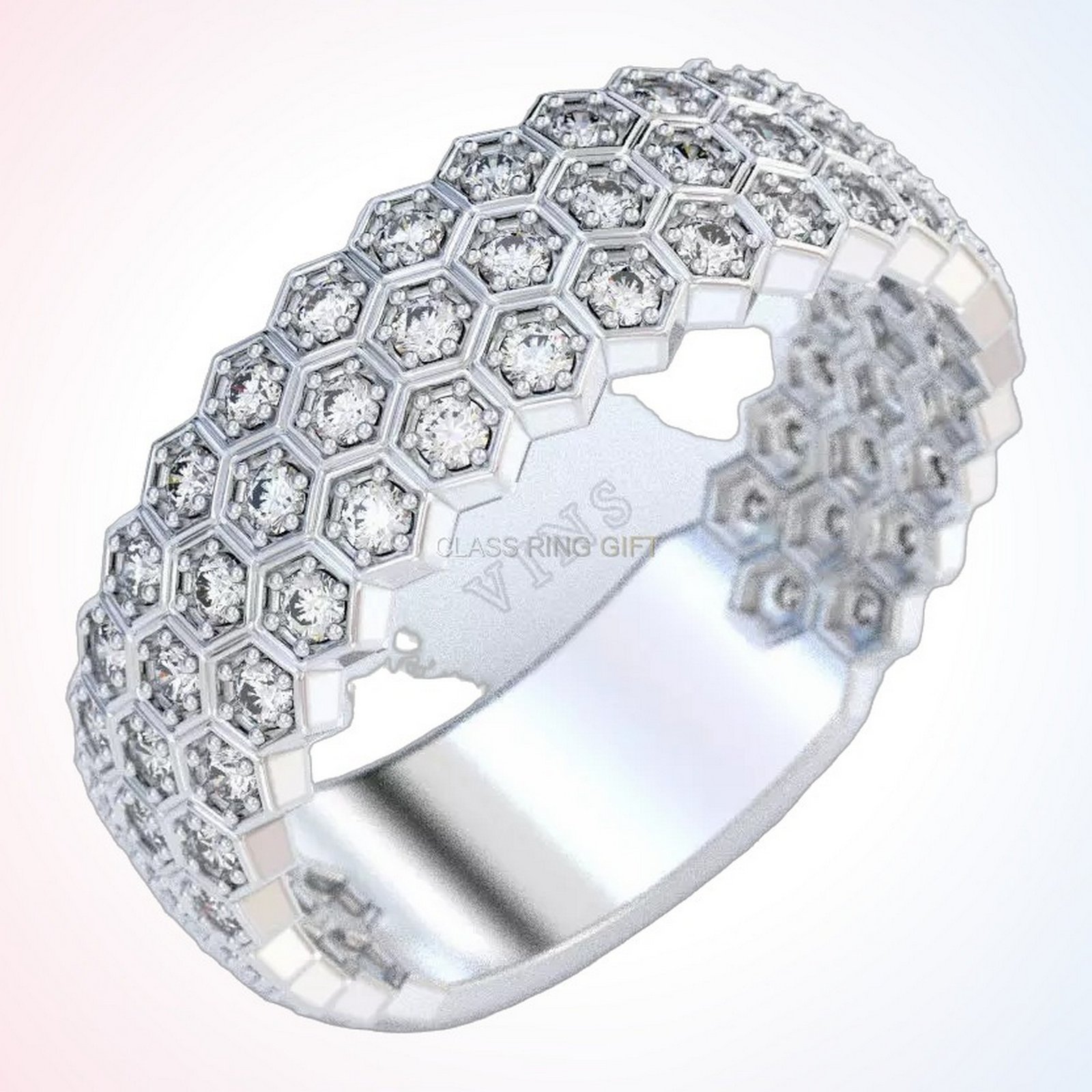 Personalized gift exclusive from ring, left side angled three-quarter view