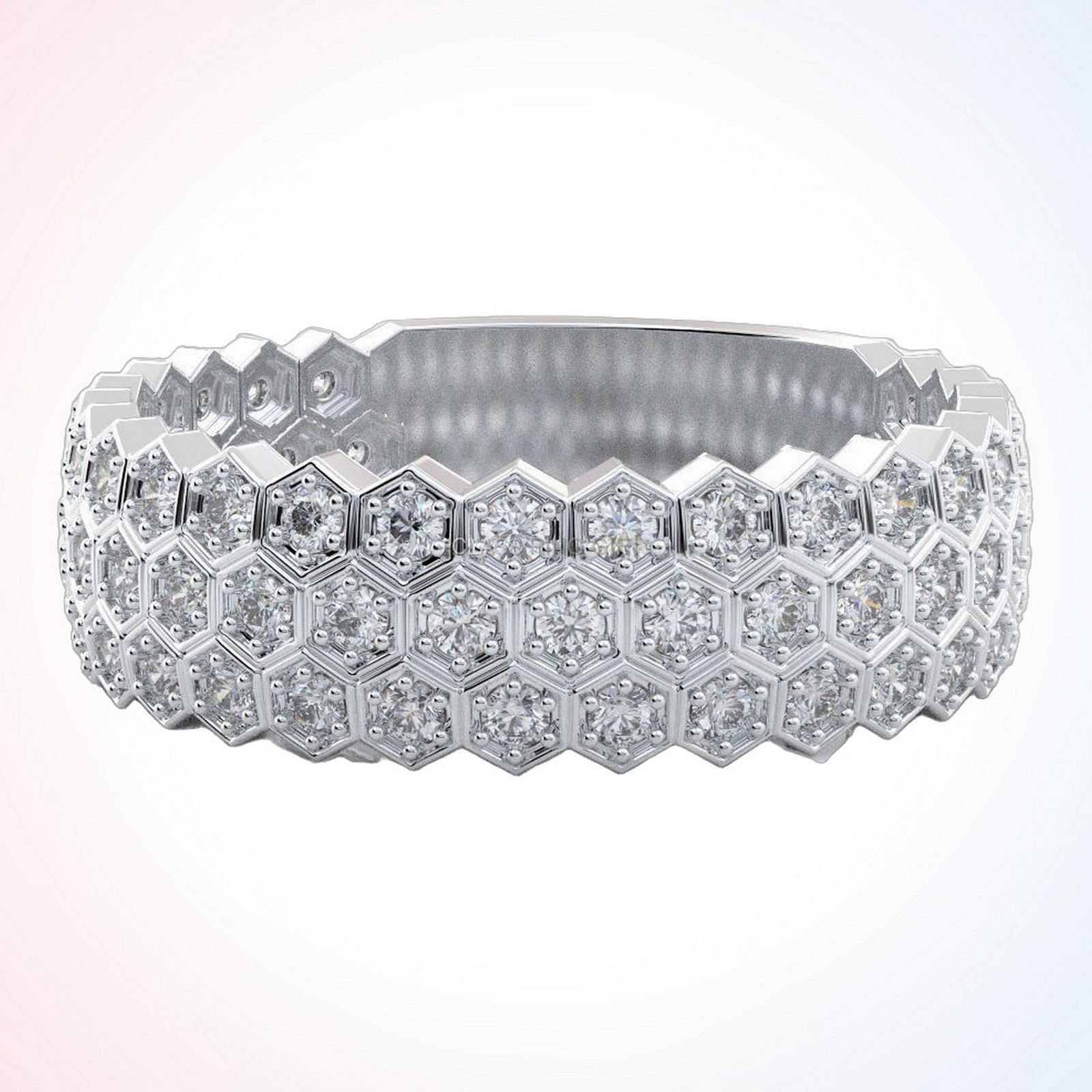 personalized gift exclusive from ring honeycomb pattern 925 silver