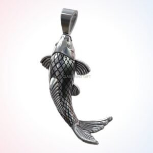Personalized gift fish carp pendant oxidized 925 sterling silver handmade
