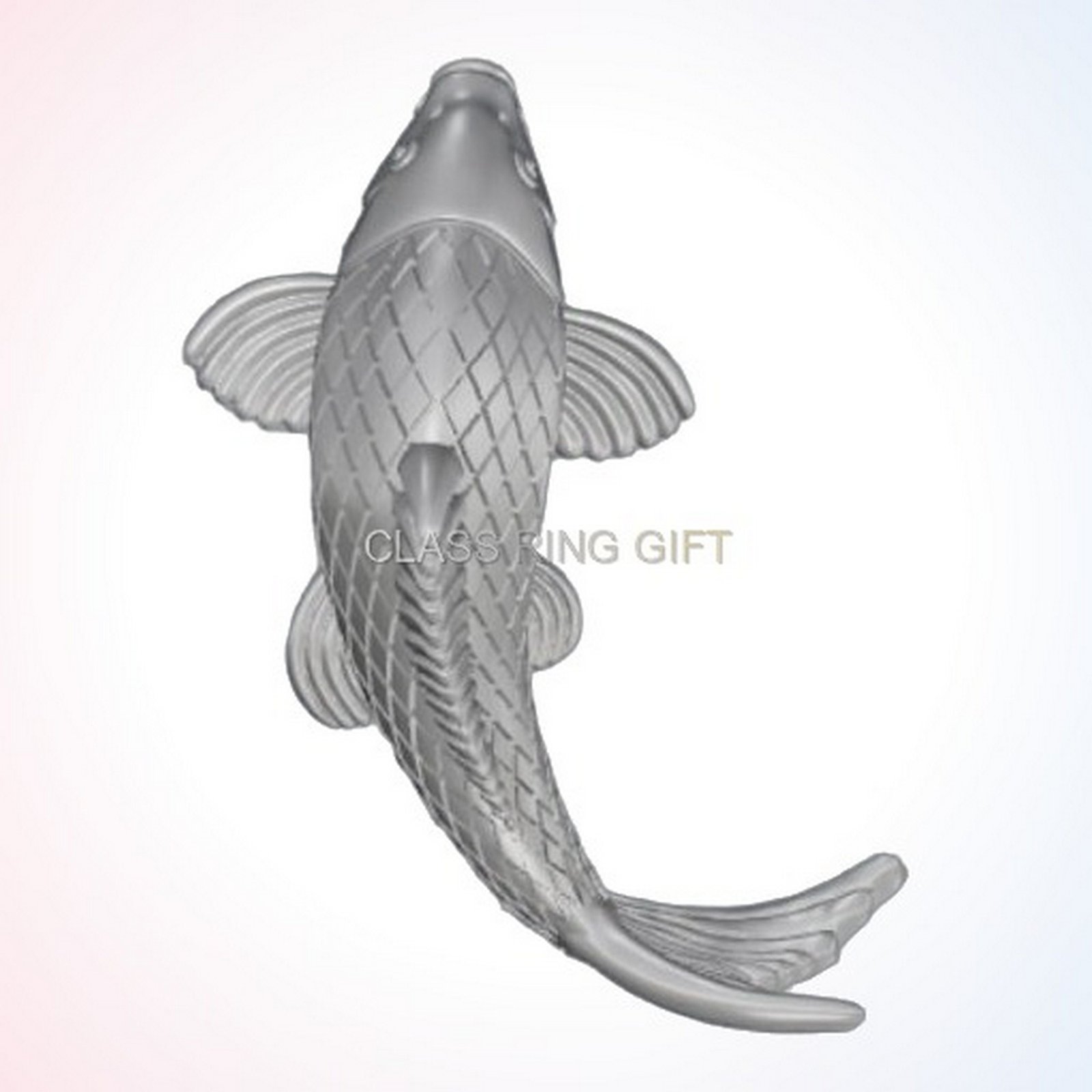 Personalized gift fish carp pendant, rear detailed profile view