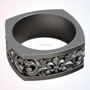 Gift for her floral ornate gothic statement ring, oxidized 925 silver