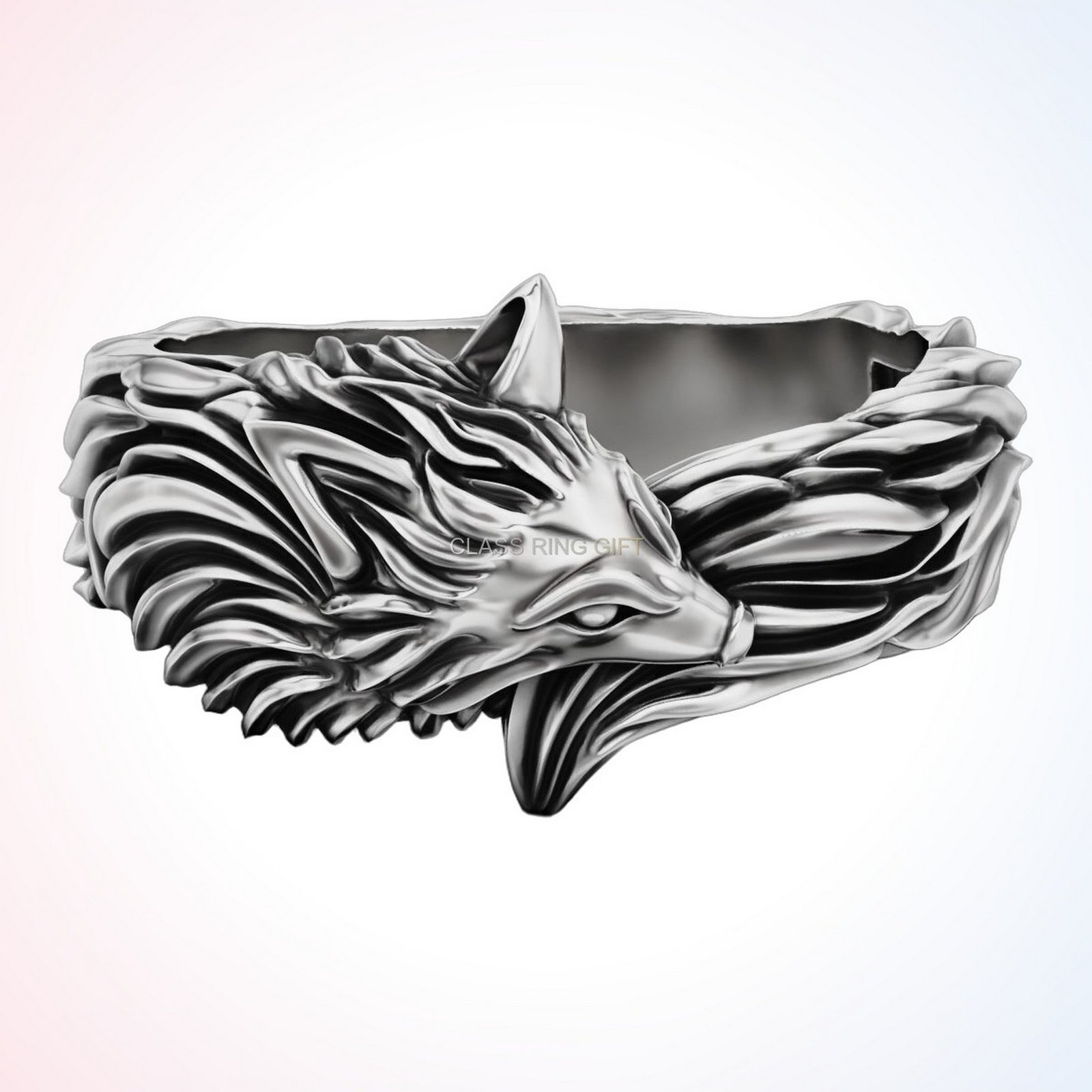 personalized gift fox ring, handmade 925 sterling silver statement design