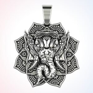 personalized gift ganesha model pendant oxidized sterling silver mandala