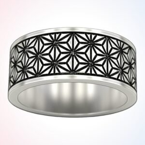 personalized gift geometric paterns ring with floral pattern in 925 silver