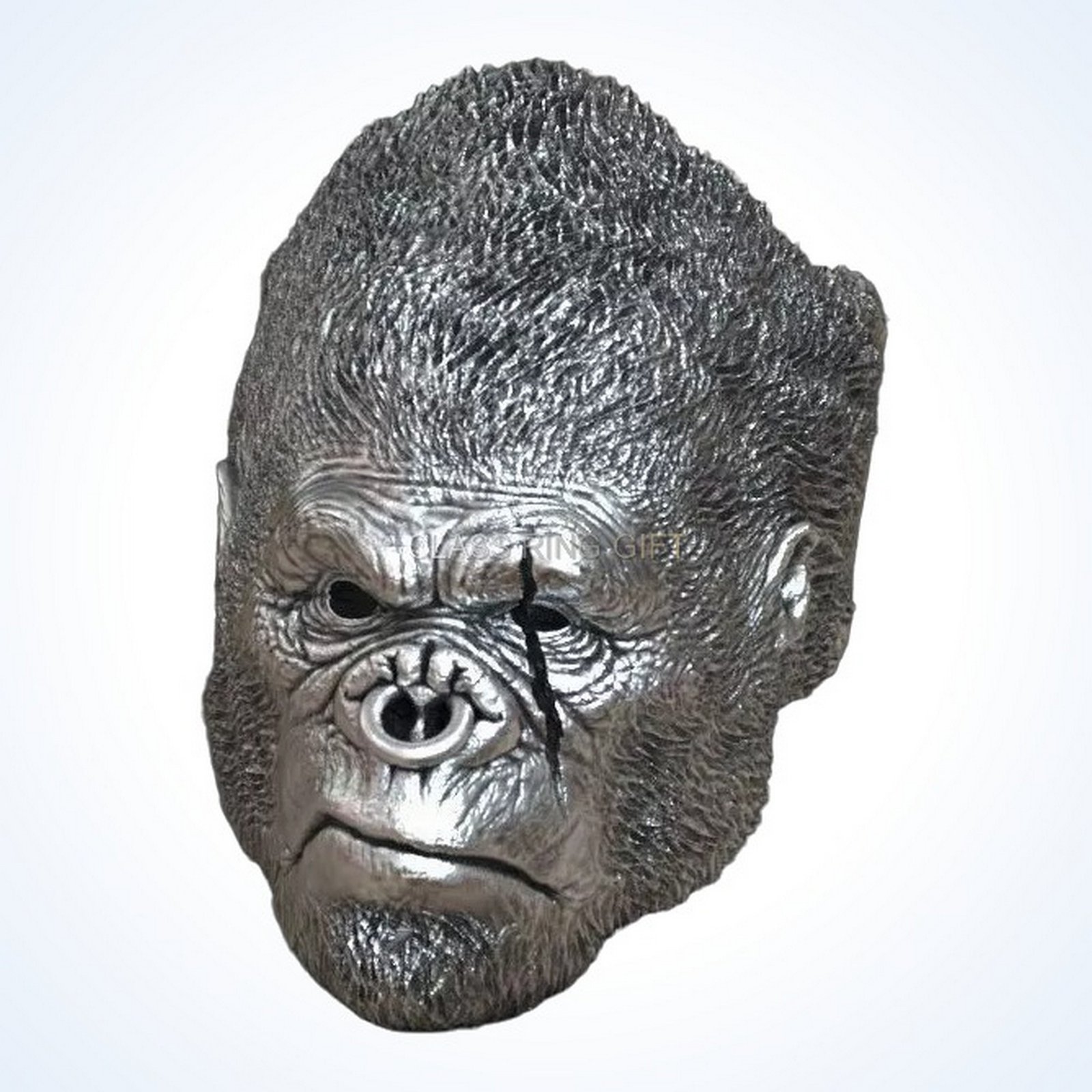Gift for him gorilla ape ring front view with intense sculpted face