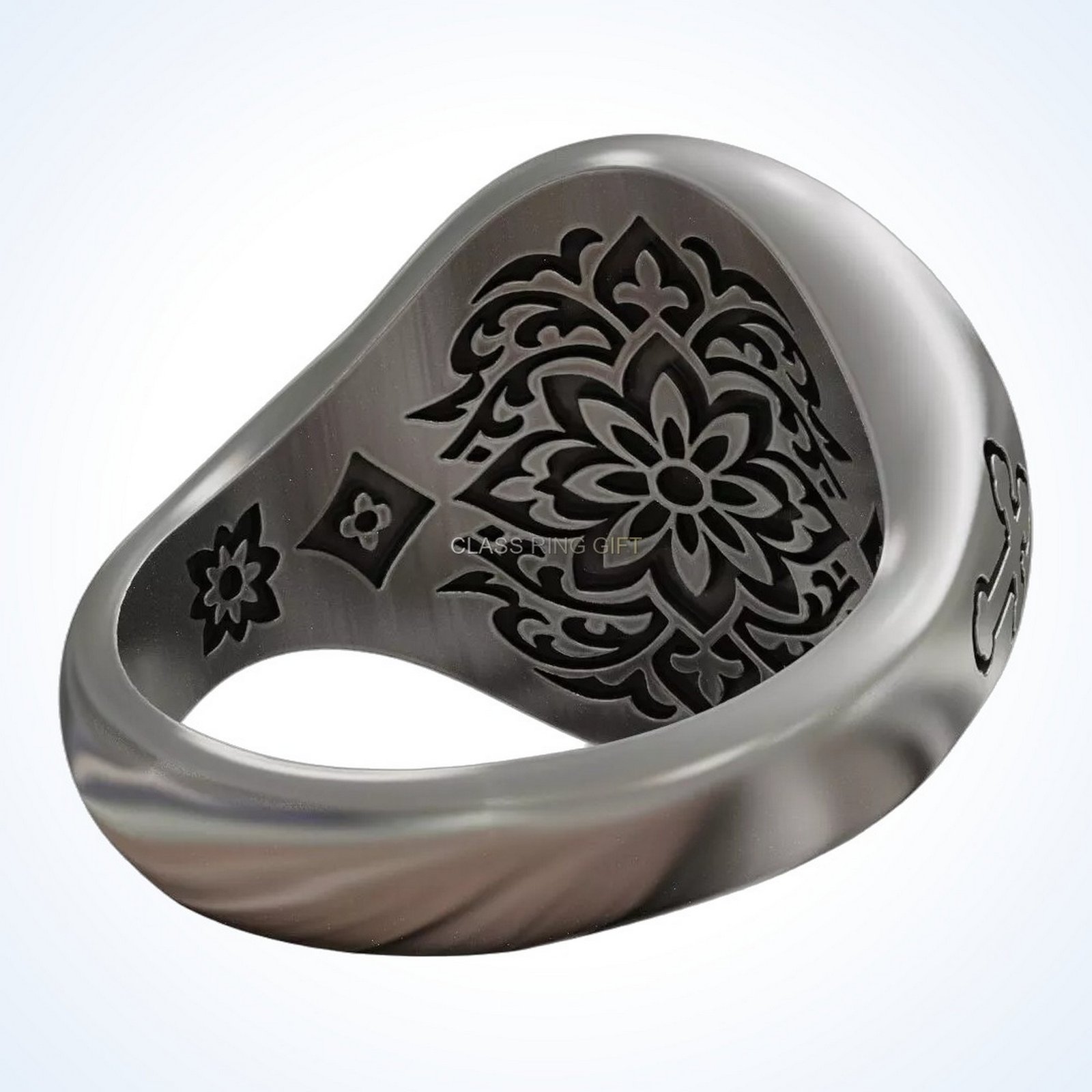 Christian gift holy spirit ring, left side profile view