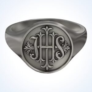 Christian gift ihs christogram ring, handmade 925 silver signet