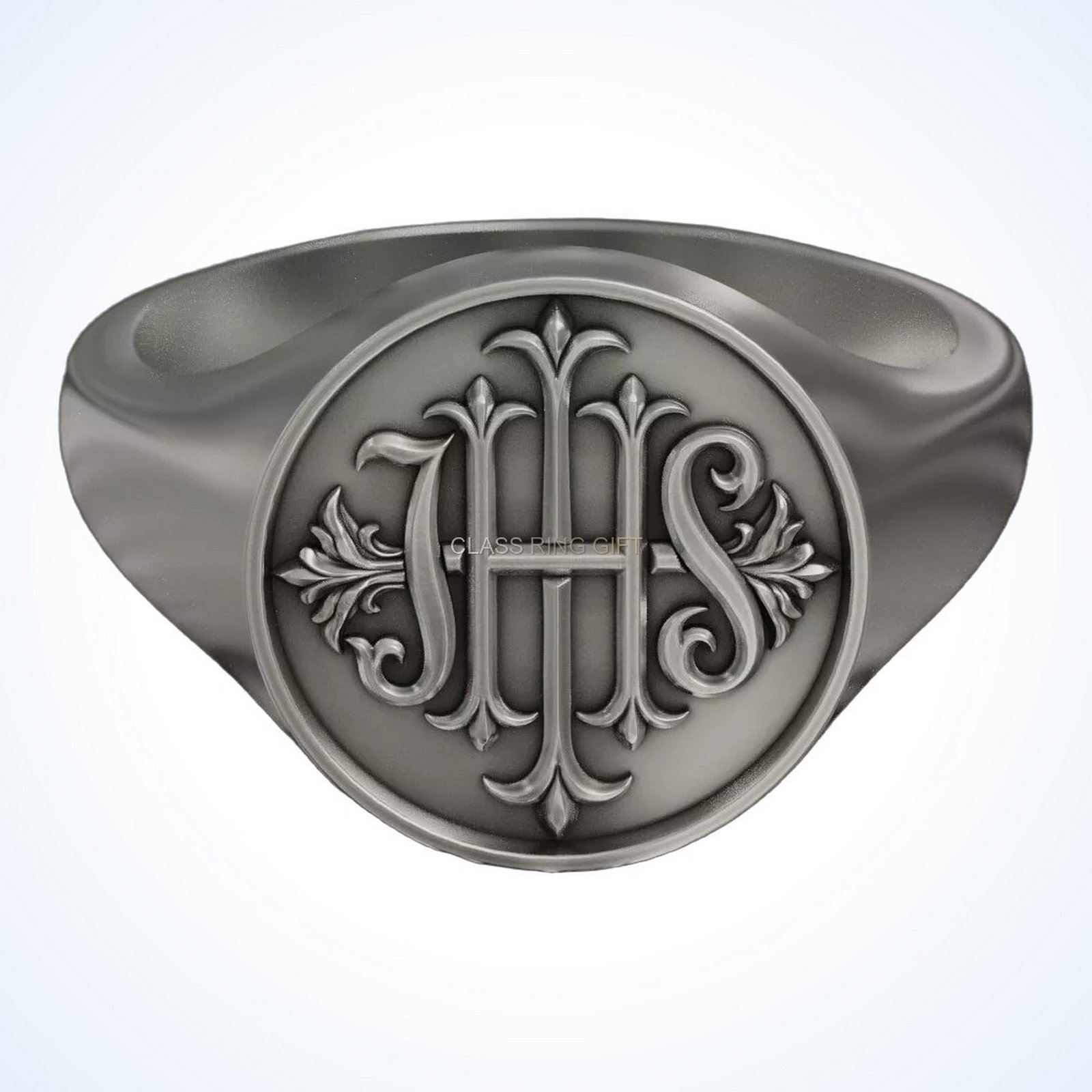 Christian gift ihs christogram ring, handmade 925 silver signet