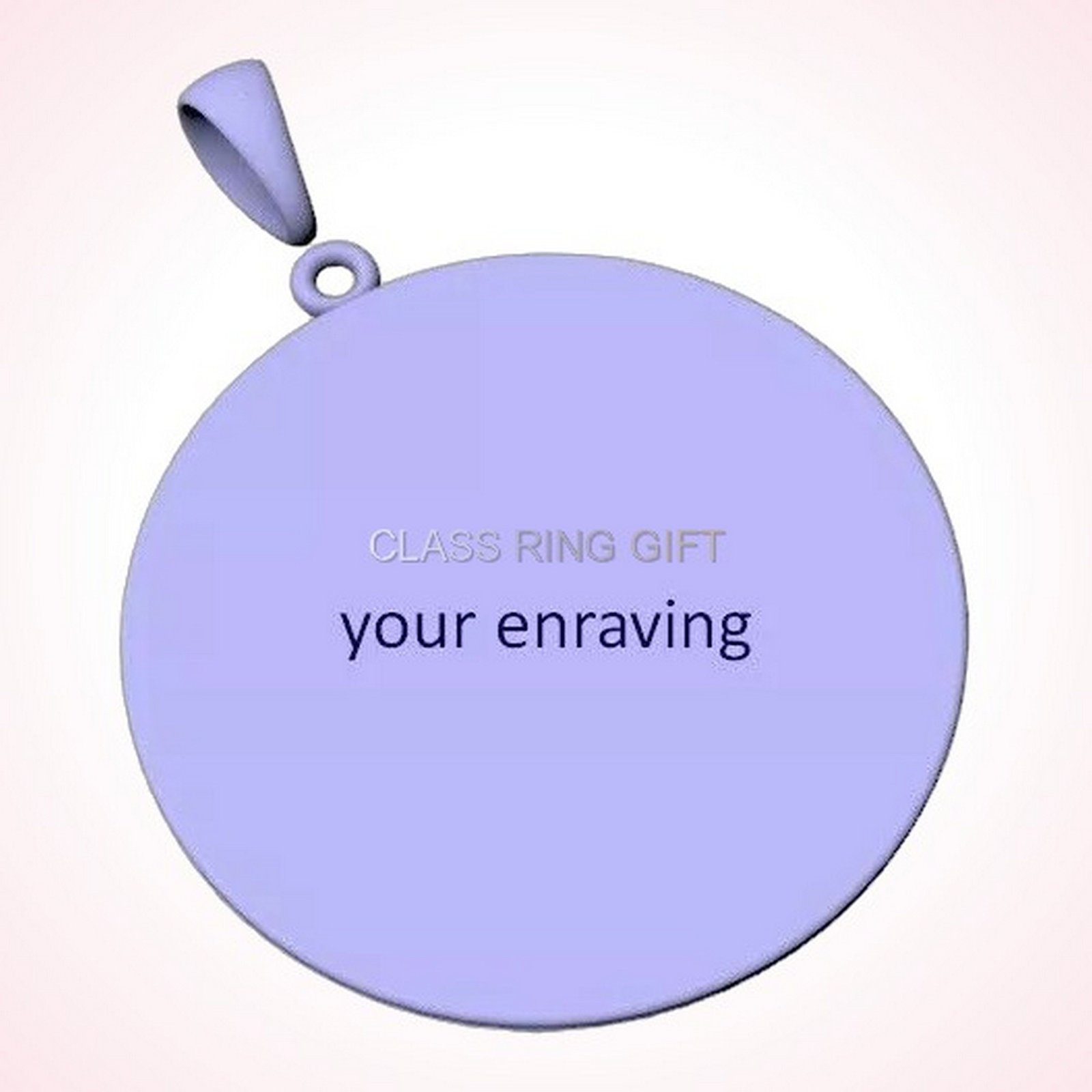 Gift for her initial letter, polished lavender purple pendant with engraving placeholder