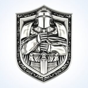 gift for him knight ring 2 front view armored knight