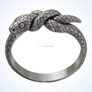gift for him knotted snake ring, oxidized 925 silver