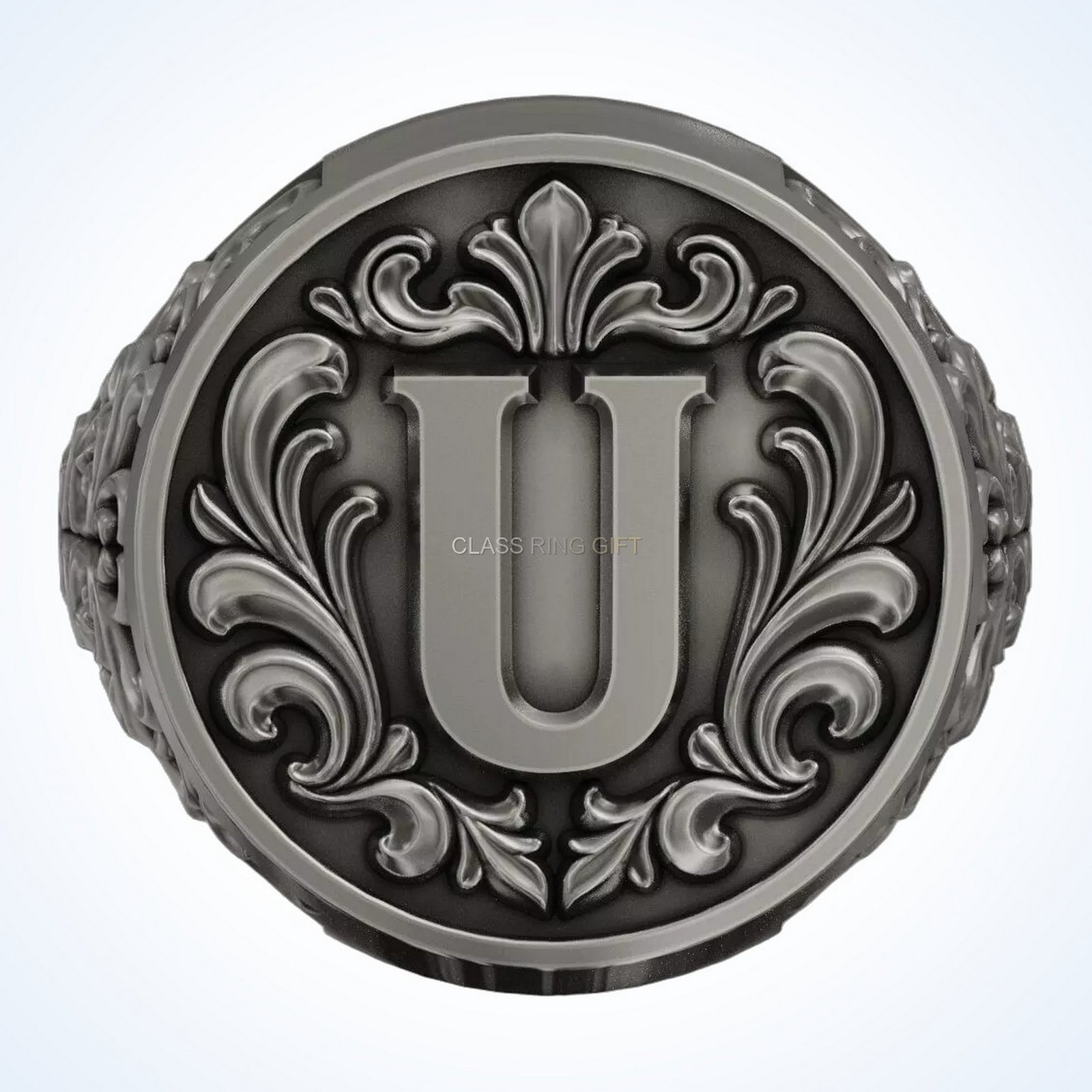 Gift for him letter vintage, top-down view of complete band and bezel