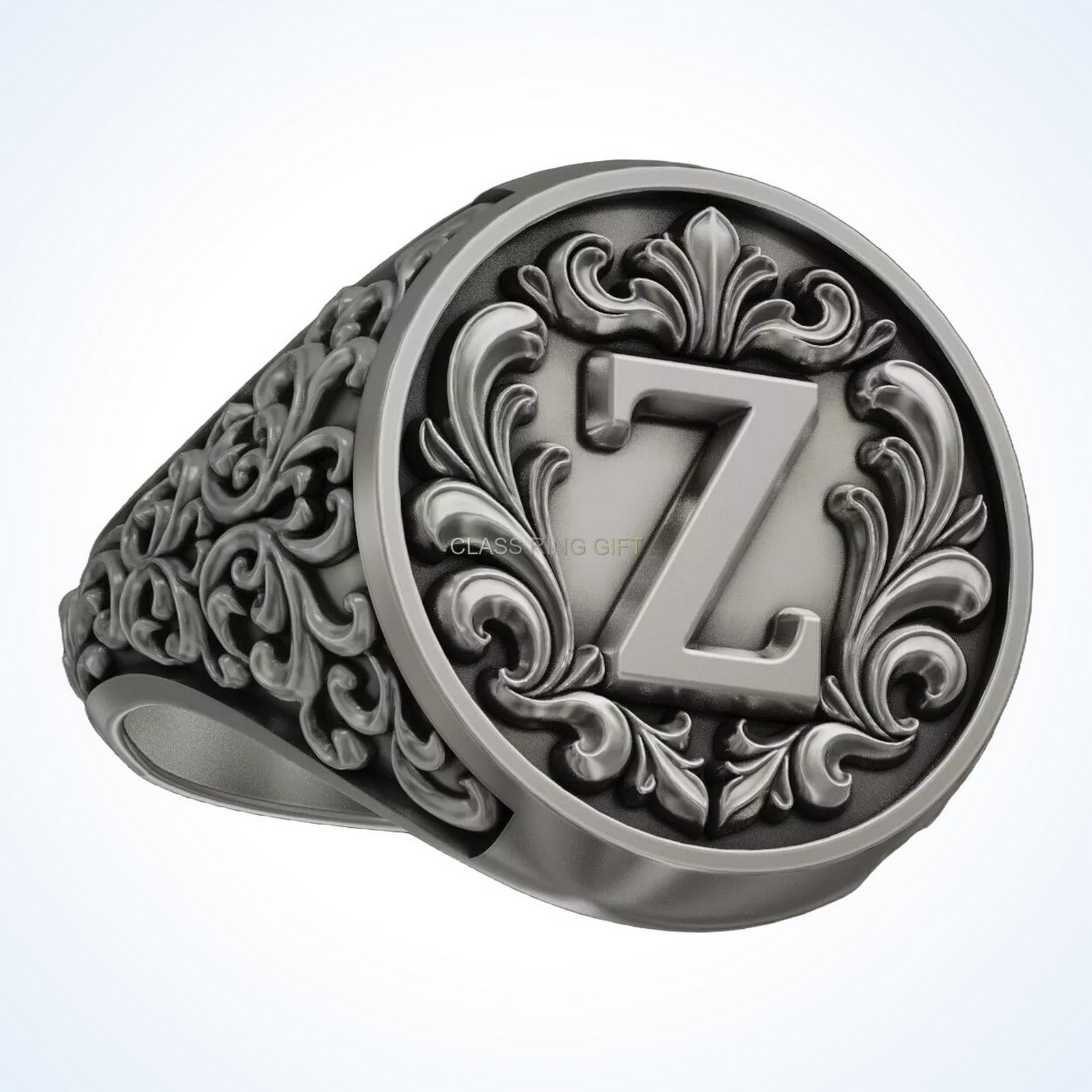 Ornament gift for him letter vintage, left side profile of band and shoulders