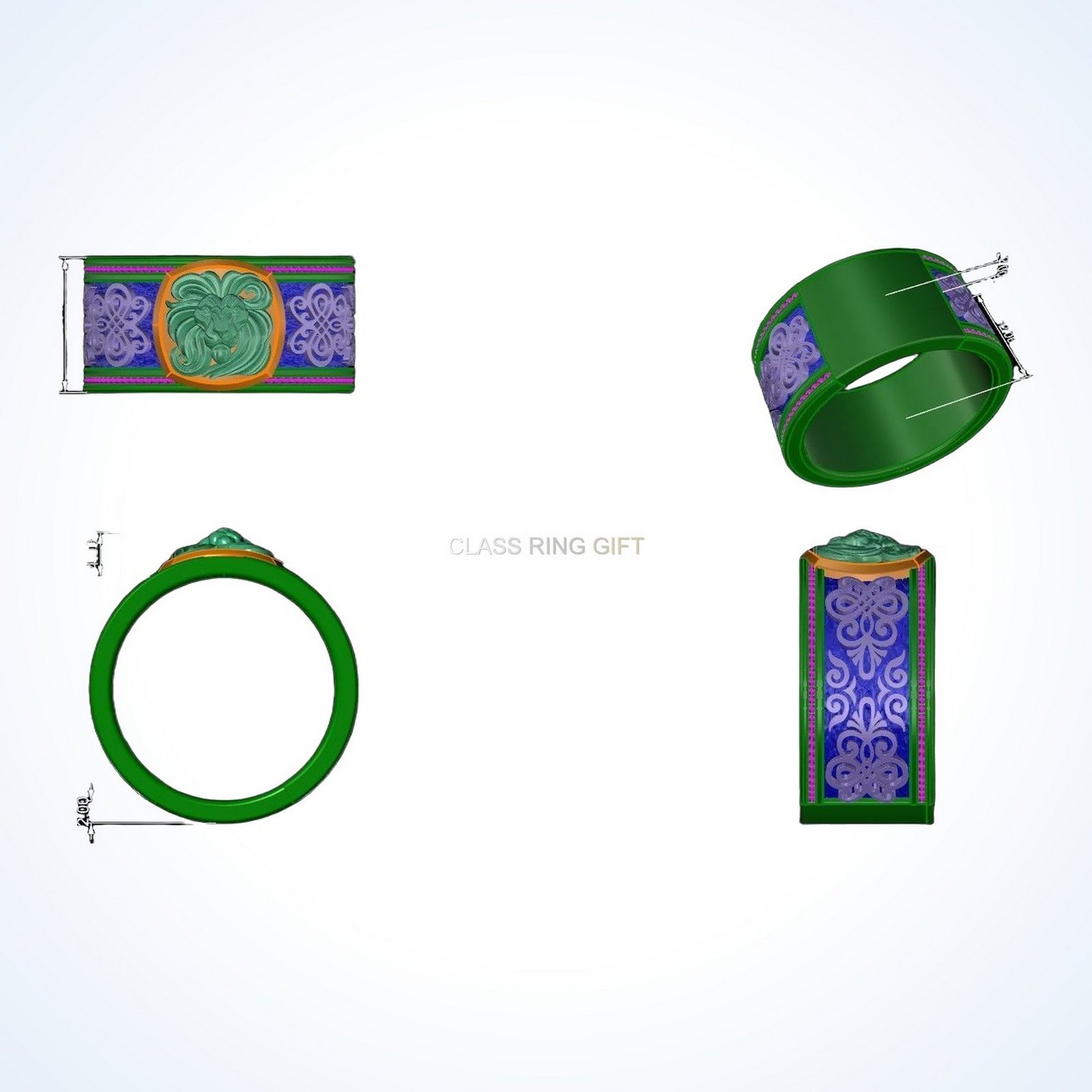 Gift for him lion face ring, oxidized 925 sterling silver with beaded border
