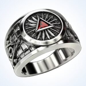 Gift for him mason man ring, 925 silver, square and compass face