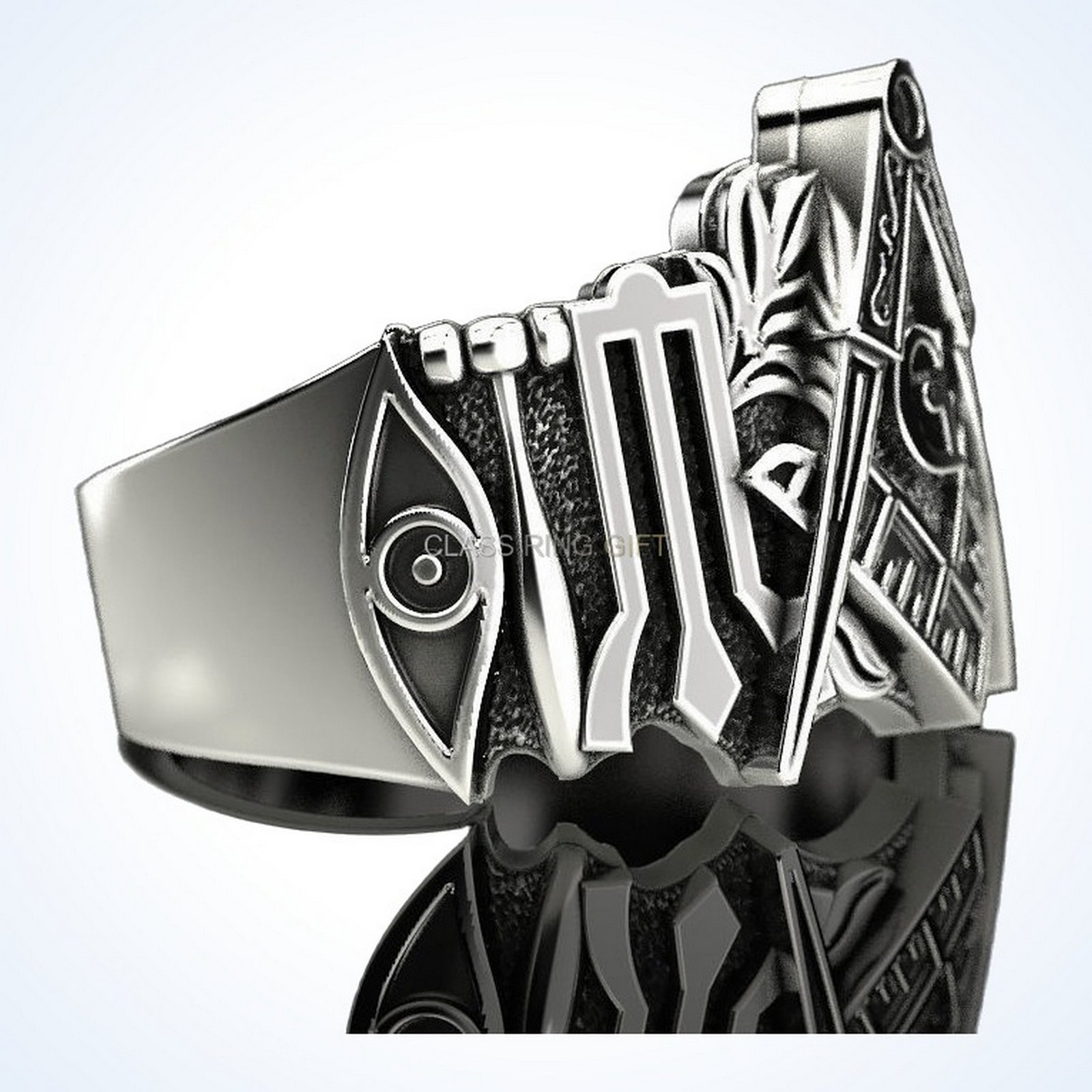 Gift for him mason man 2, wide side view of band and shoulders