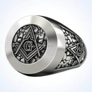 Nv gift for him mason man masonic signet ring 925 silver front view