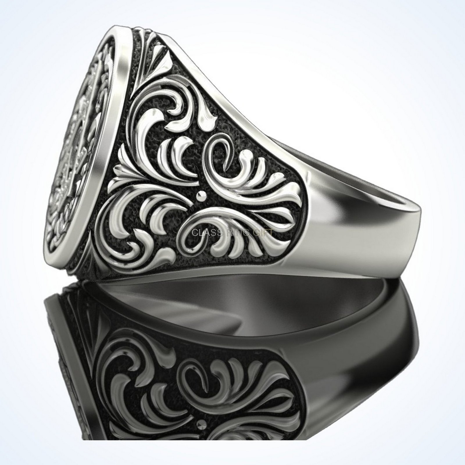 Gift for him mason ring, left side profile angled