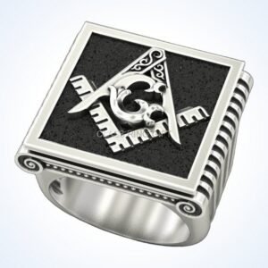 Gift for him mason pillar masonic signet ring front view