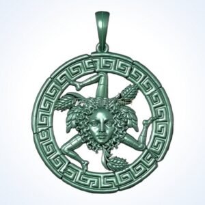 Gift for him medusa trinacria pendant, oxidized 925 sterling silver